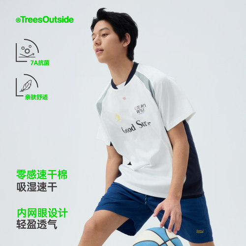 TreesOutside7A抗菌吸湿速干凉感浪人主题标语印花球衣2026夏新款 - 图1