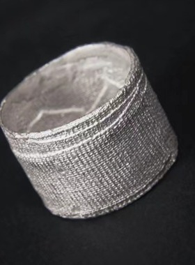 创口贴戒指暗黑系S925纯银绷带小众设计个性哑光拉丝复古食指戒