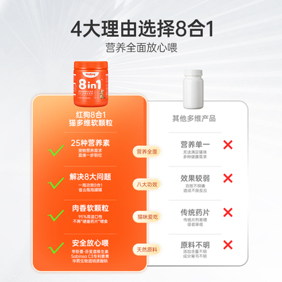 红狗8合1维生素软颗粒补充营养