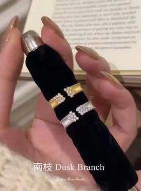 S925纯银锆石拉丝戒指女