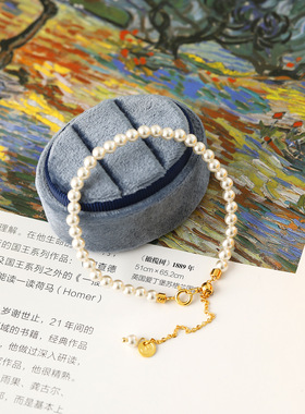 正圆澳白仿施家玻璃珍珠手链春夏女生精致款手串饰品韩国网红手饰