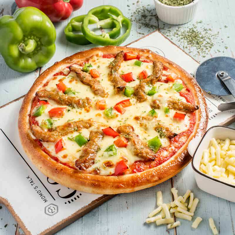 玛格利塔7英寸巴西烤肉披萨成品加热即食披萨芝士微波烤箱速冻