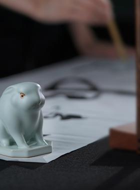 青澹原矿复古客厅玛瑙入釉摆件