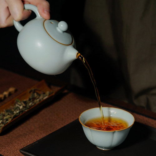 汝窑西施壶景德镇泡茶壶单壶陶瓷复古手工汝瓷原矿釉青瓷开片茶具 - 图1