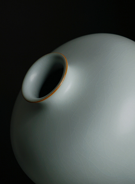 青澹汝窑梅瓶摆件景德镇手工陶瓷