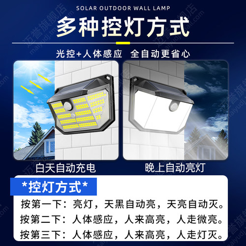 太阳能壁灯2026新款家用庭院灯户外感应防水照明灯农村门口氛围灯 - 图2