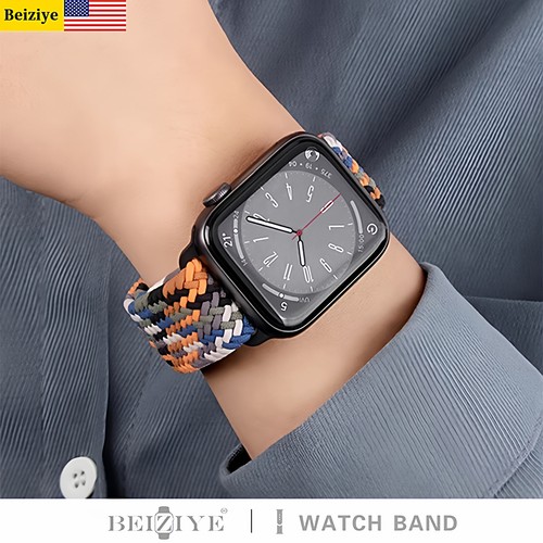 适用apple watch10尼龙编织S9表带苹果手表iwatch8新款ultra3磁吸透气腕带s7/6/5/4SE高级S11运动男女42/46mm - 图3