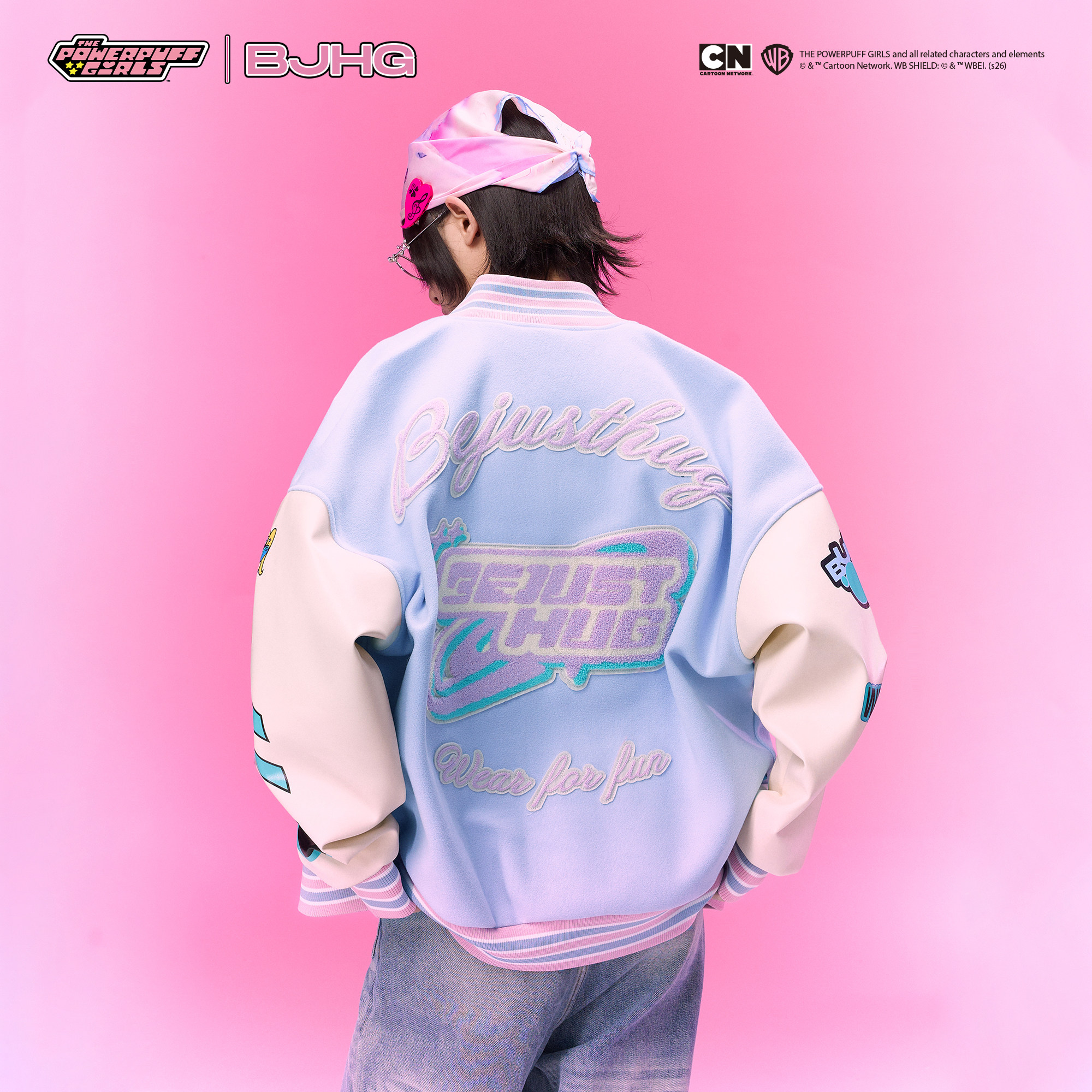 【飞天小女警联名】BJHG不计后果美式棒球服女春宽松复古夹克外套,淘宝优惠券,粉丝福利购,淘宝优惠卷