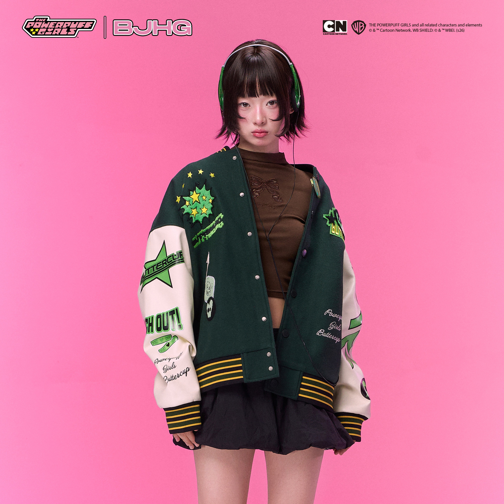 【飞天小女警联名】BJHG不计后果美式棒球服女春宽松复古夹克外套,淘宝优惠券,粉丝福利购,淘宝优惠卷