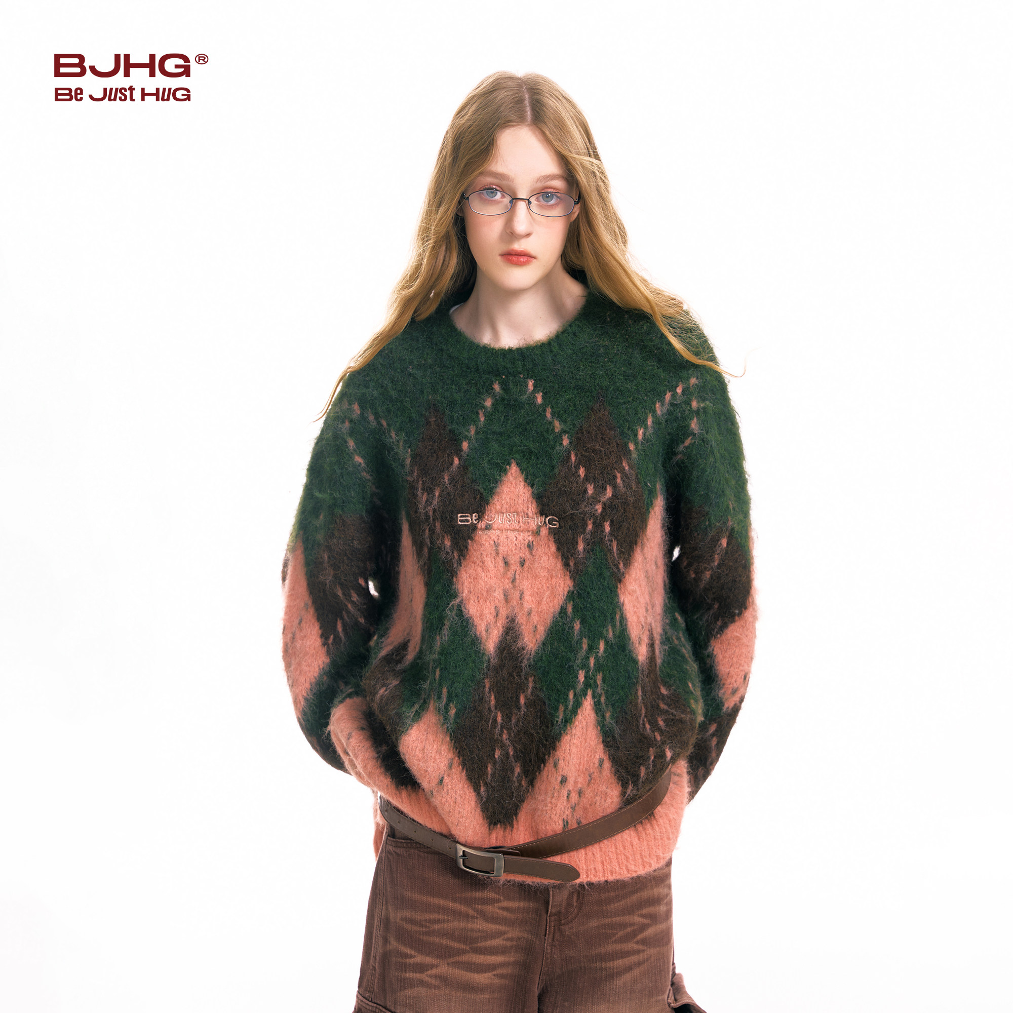 BJHG不计后果新年毛衣女冬季潮牌红色复古格子圣诞节穿搭针织衫男,淘宝优惠券,粉丝福利购,淘宝优惠卷