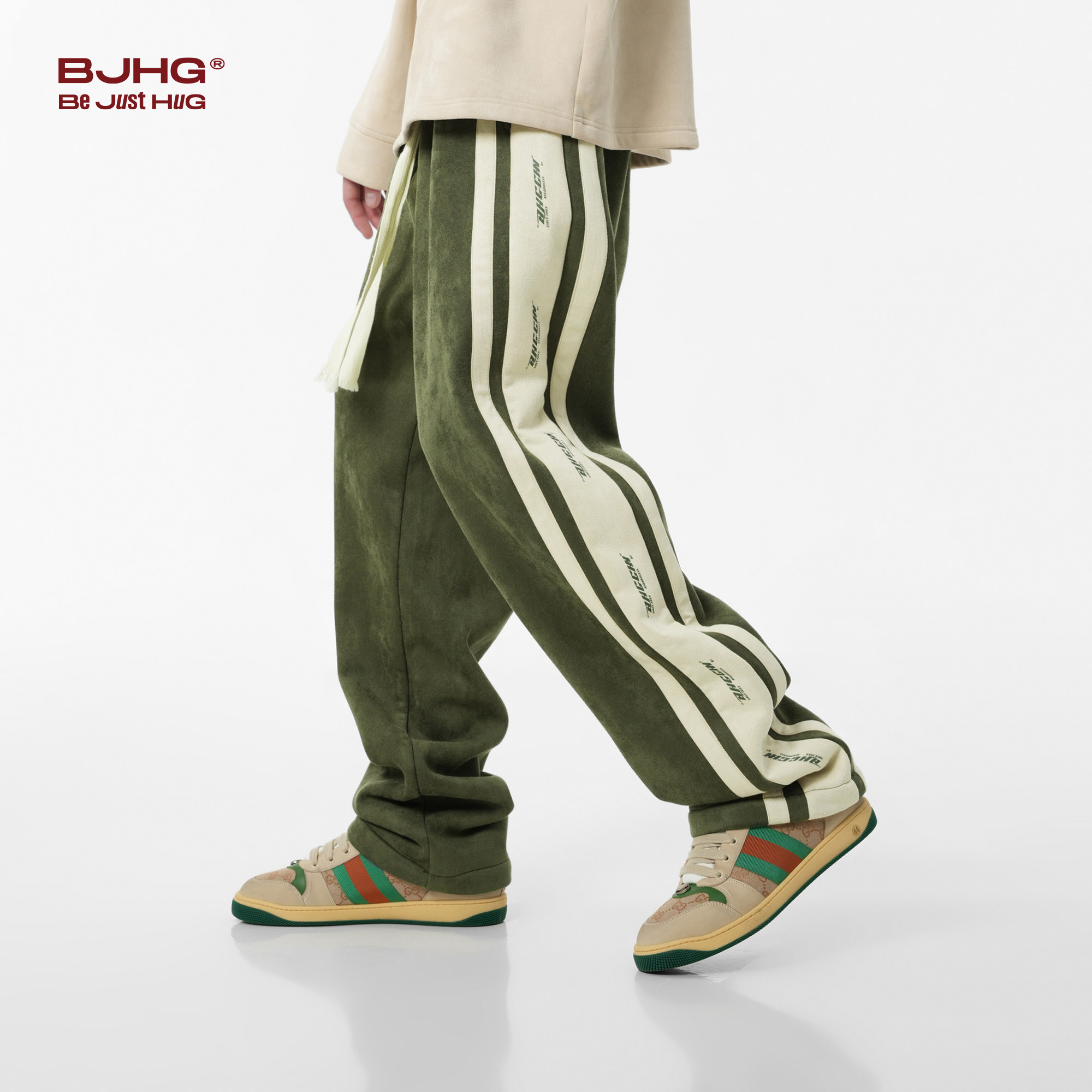 BJHG不计后果环保麂皮绒裤子男款冬季加绒美式潮牌运动直筒休闲裤,淘宝优惠券,粉丝福利购,淘宝优惠卷