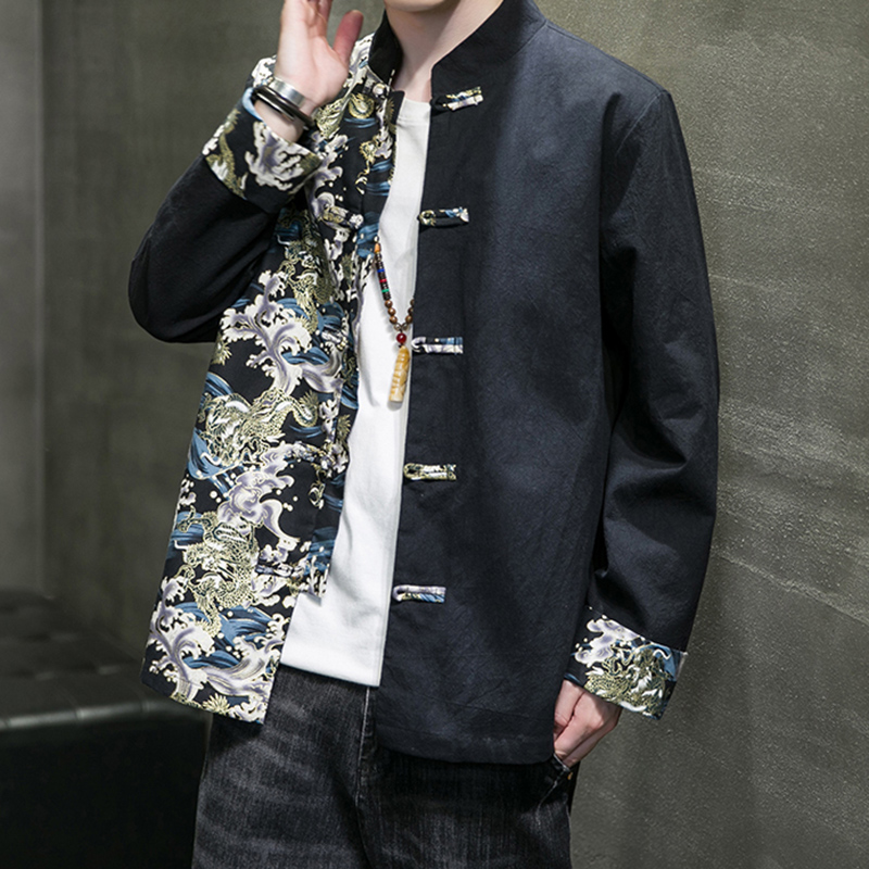 红色过年唐装印花拜年服男款夹克 耀普顿唐装