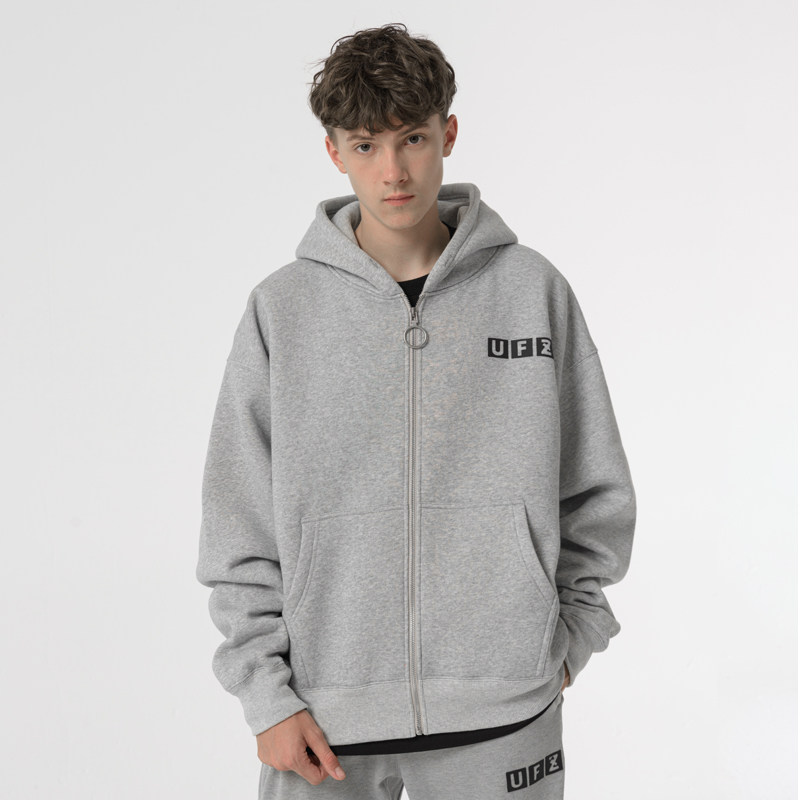 ufz春秋季国潮牌薄绒连帽拉链卫衣 ufz卫衣