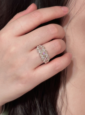 葡萄石中国风手工编织戒指925银