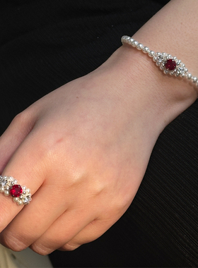 纯银戒指女小众设计珍珠戒指轻奢高级感2025新款爆款手工编织原创