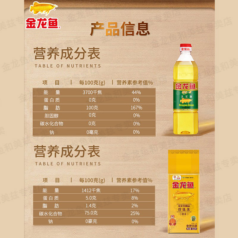 金龙鱼大豆油900ML+东北大米500G礼袋食用油大米组合套餐团购 - 图0