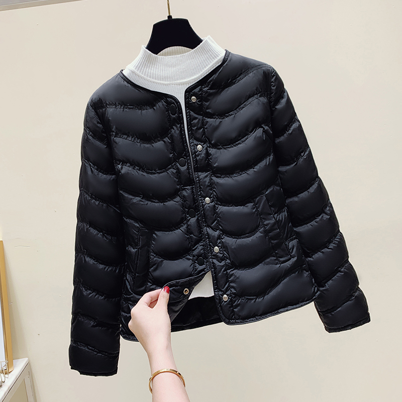 冬季无领轻薄羽绒棉服女内胆棉衣短款