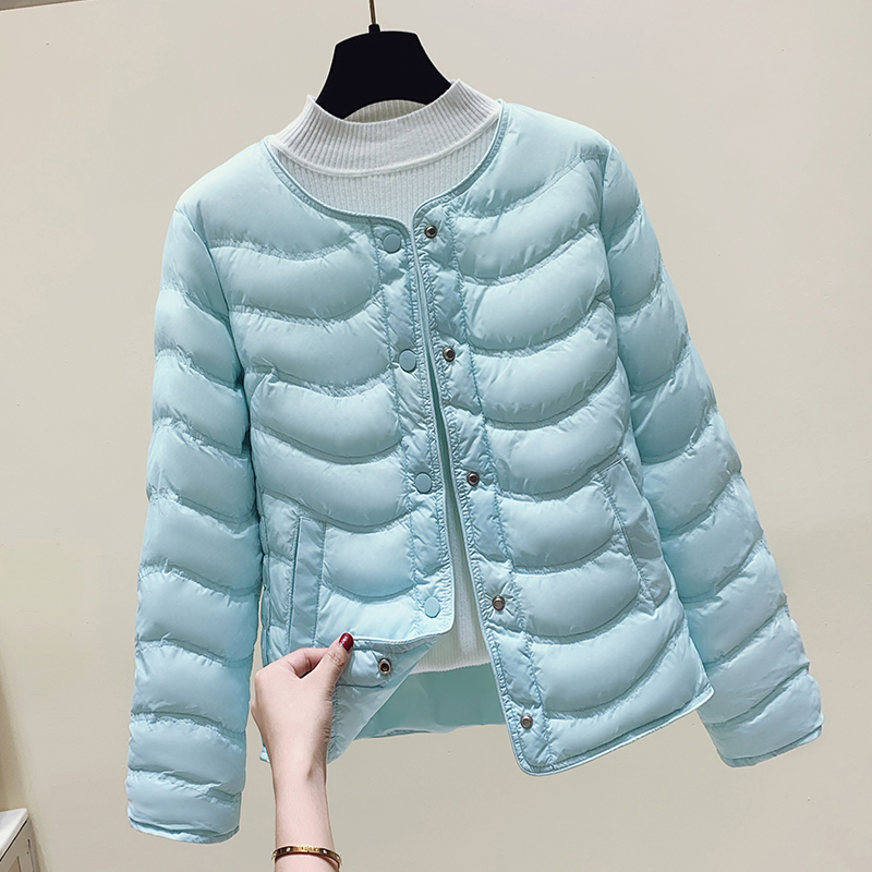 冬季无领轻薄羽绒棉服女内胆棉衣短款