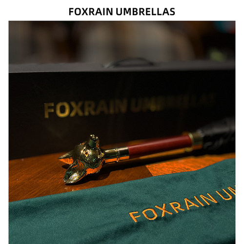 FOXRAIN英式贵族伞狐狸头复古直杆檀木长柄雨伞男绅士高级定制礼 - 图2