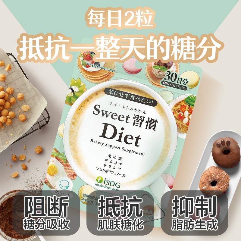 日本进口ISDG甜蜜习惯Diet抗糖丸抑制吸收糖分分解60粒/袋旗舰店 - 图2