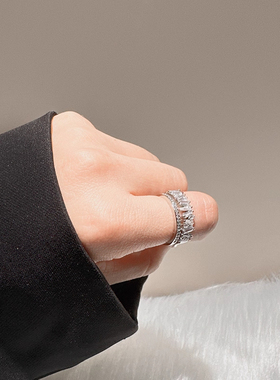 简约百搭波浪纹十字架优雅轻奢韩版女戒韩国时尚微镶锆石女士戒指
