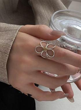 小众设计夸张雏菊花朵戒指女简约高级感开口指环时尚百搭食指戒潮