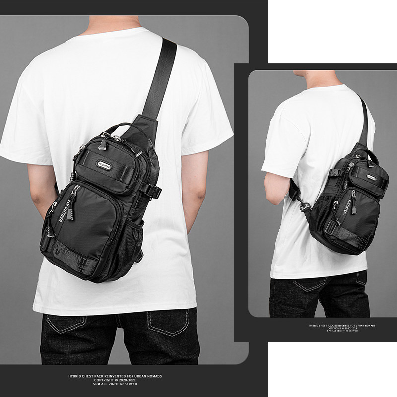 胸包男2023新款大容量帆布单肩包 volunteer男士包袋