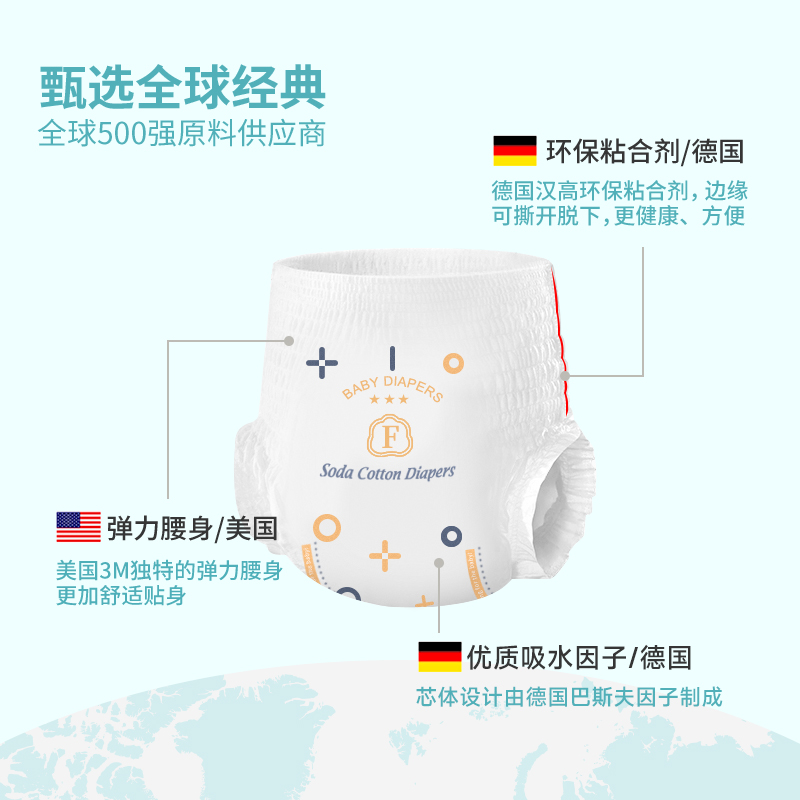 奇品苏打棉婴儿通用拉拉裤L/XL/2XL/3XL超薄透气学步裤厂家自营