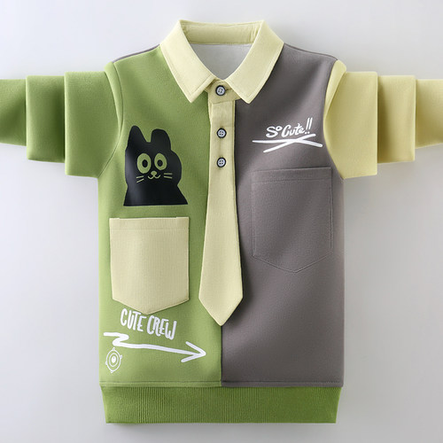 男童卫衣春季拼色儿童上衣春秋装2026新款中大童洋气男孩衣服帅气 - 图2