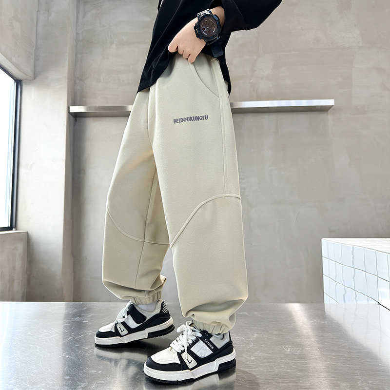 新款男童裤子春秋款儿童休闲裤冬装加绒加厚大童运动裤洋气男孩潮,淘宝优惠券,粉丝福利购,淘宝优惠卷