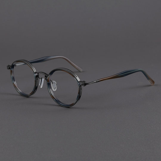 木川近视眼镜框男款玳瑁色复古圆框大脸眼睛框女超轻纯钛可配度数