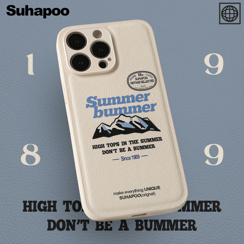 suhapoo壳内策展 夏日冰山手机壳iPhone15promax苹果13原创12ins风11pro14plus全包美式复古条纹皮壳 - 图0