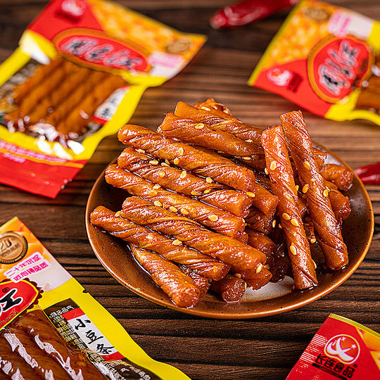 Zhou Changjiang Xiaodian Spicy Strips Bean Skin Snacks Bean Rolls Bean Tendons Dried Tofu Food Snack Packaging Bean Products Spicy Red