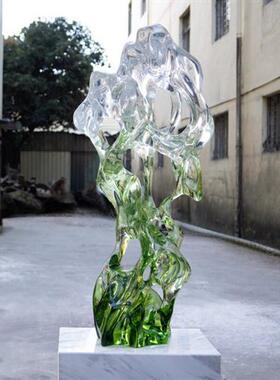 家居摆件客厅轻奢现代透明艺术品酒店前台装饰品树脂工艺品样板间