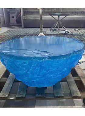 大型户外景观玻璃钢不锈钢雕塑摆件环氧透明树脂浪花水花假山定制