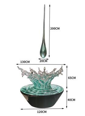 大型透明水滴雕塑吊饰酒店客厅玄关树脂水花摆件装饰工艺术品挂件