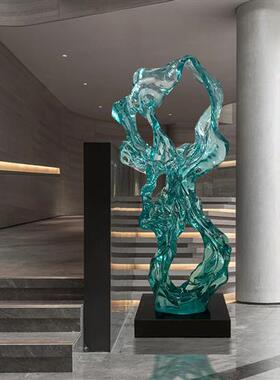 酒店别墅庭院客厅玄关大型落地摆件透明树脂太湖石软装置饰品雕塑