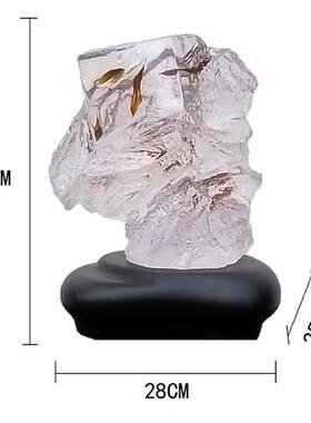 现代创意透明树脂雕塑树叶石头摆件酒店会所售楼处客厅玄关装饰品