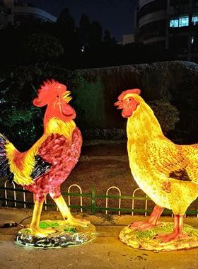 玻璃纤维母鸡模型夜光动物雕塑酒店入口庭院装饰