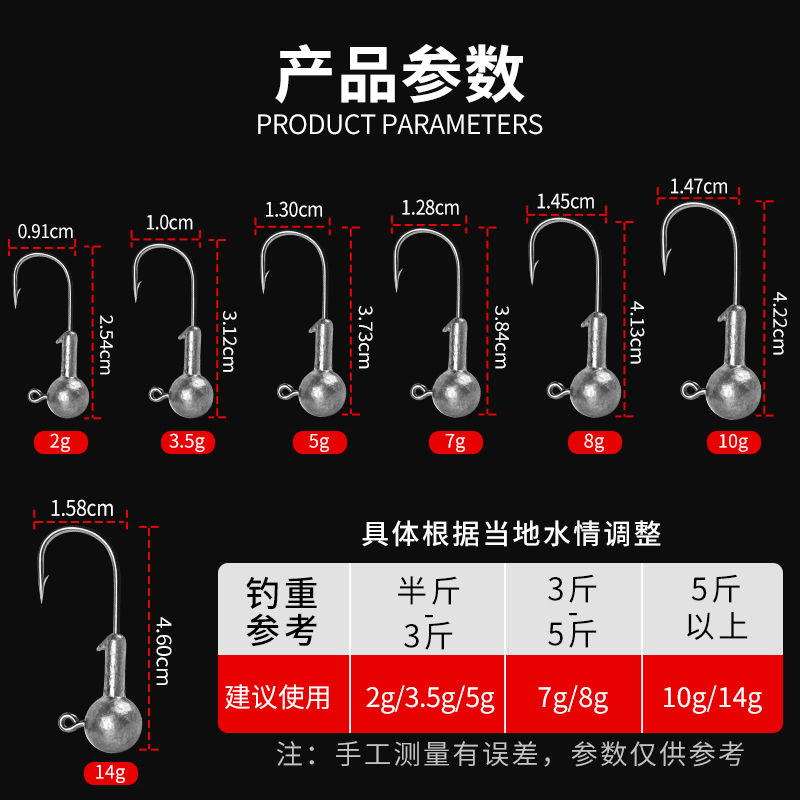 路亚饵铅头钩套装t尾软饵远投软虫T尾鱼假饵单尾鲈鱼鳜鱼翘嘴卷尾-图0