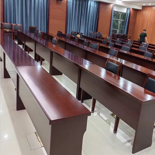 小型会议桌会议室椅组合实木双人会场党员活动室主席台油漆长条桌 - 图3