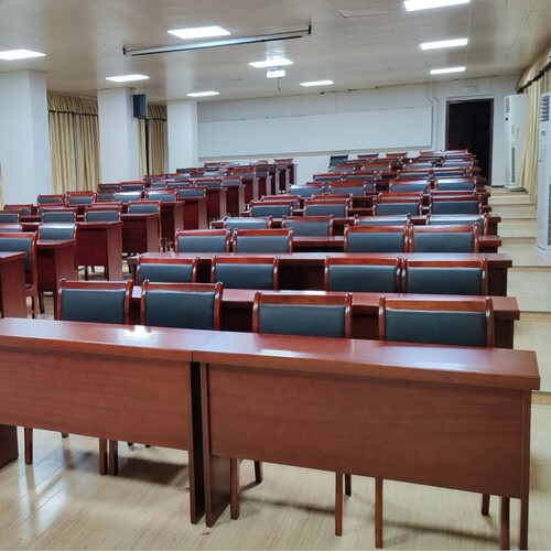 小型会议桌会议室椅组合实木双人会场党员活动室主席台油漆长条桌 - 图0