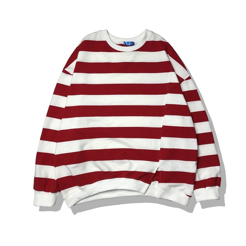 条纹套头男港风韩版潮流宽松卫衣 vhs卫衣