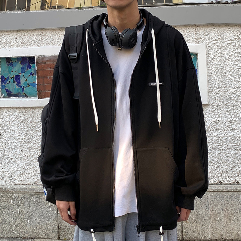 连帽开衫男士韩版宽松潮流港风卫衣 vhs卫衣