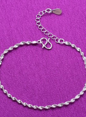 奥特莱斯撤柜捡漏18K金水波浪纹手链99纯银简约扭绳脚链女士配饰