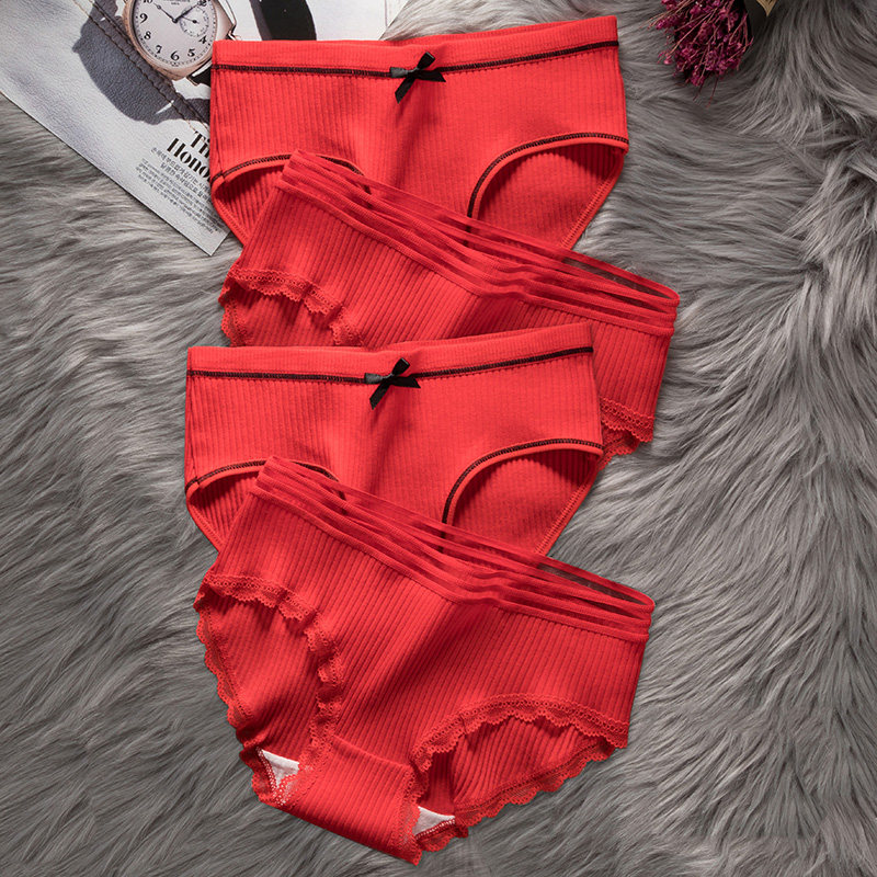 本命年纯棉都市丽人红色抗菌三角裤 姬川咣内裤