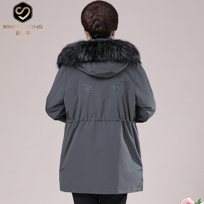 200斤胖妈妈中老年女装冬季羽绒 鑫品荣中老年女装