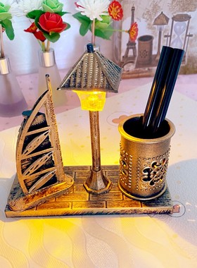 1051创意仿古双色小夜灯笔筒 学生礼品变色小夜灯摆件定制