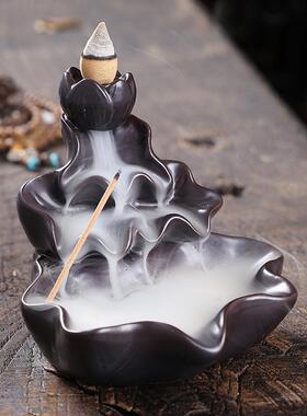 倒流香炉家用室内熏香创意禅意檀香沉香茶道居室个性陶瓷简约摆件