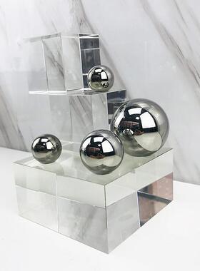 现代简约欧式轻奢蓝色几何星球桌面摆件样板房售楼处软装饰品